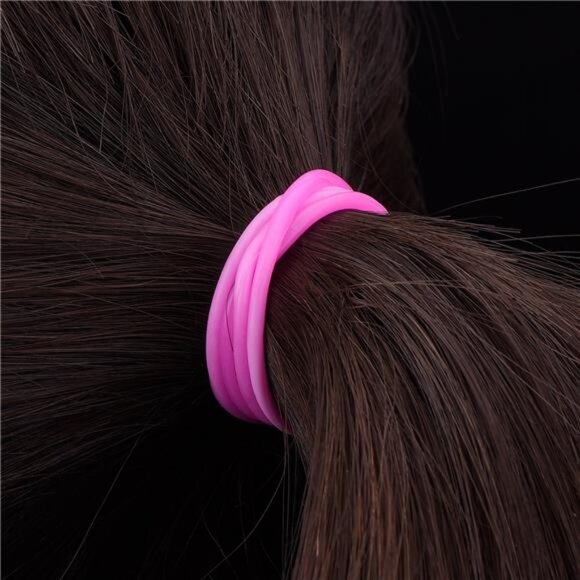 Multicolor Silicone Jelly Bracelets Hair Ties for Girls Women, 100 Pieces - Picture 3 of 7